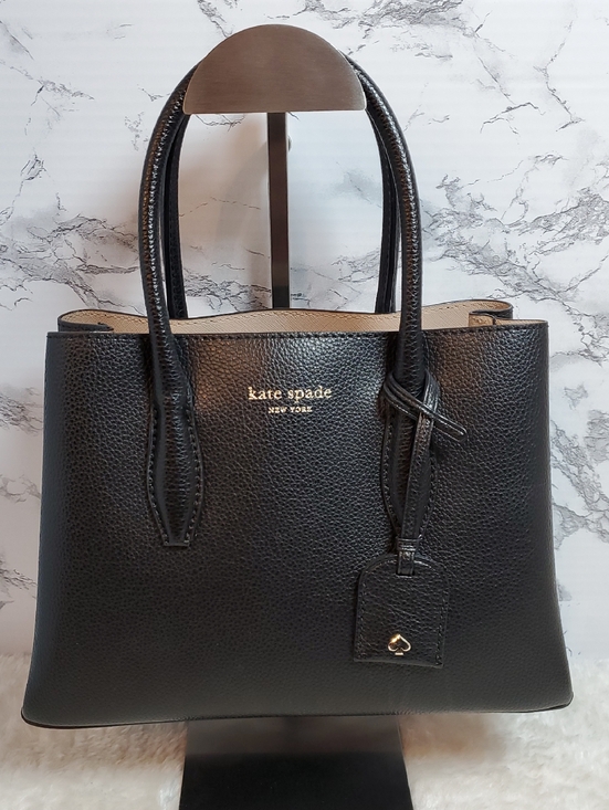 kate spade Handbags - kate spade Black Pebbled Leather Eva Satchel with Gold Logo